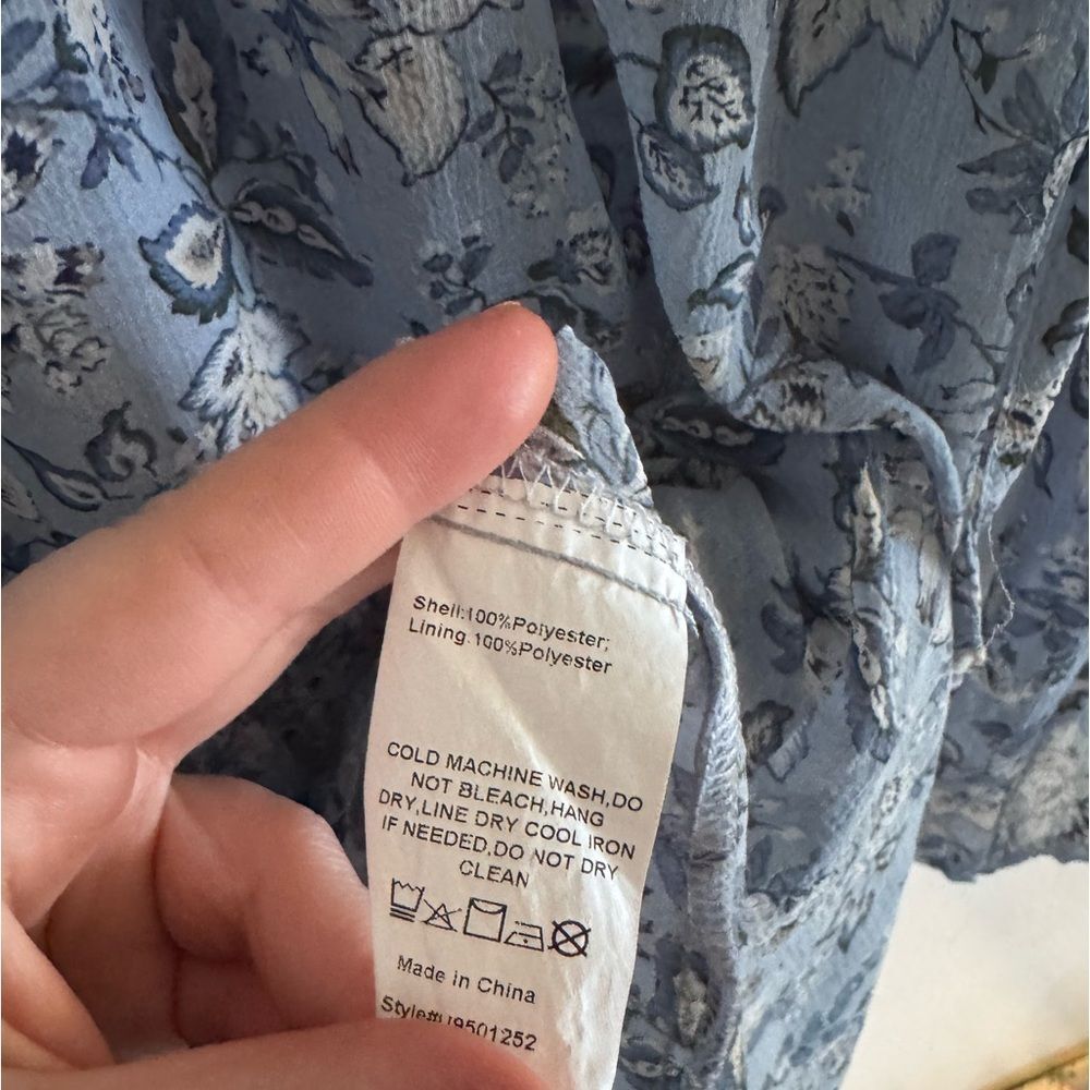 Suzanne Betro Size Small Boho Babydoll Tunic Top Blouse Blue Sheer Floral - Picture 6 of 7